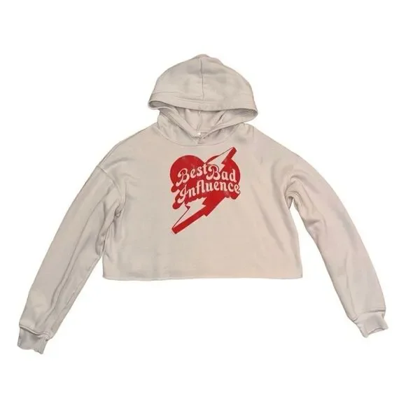 Bella + Canvas Fleece Collection "Best Bad Influence" Cropped Hopdie - Small - Picture 2 of 7
